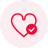Icon of a heart with a checkmark