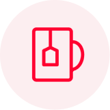 Icon of a mug with a tea bag tag hanging over the side