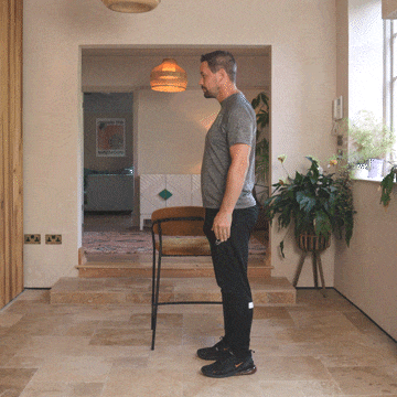 Andrew Scard demonstrates the quadriceps stretch.