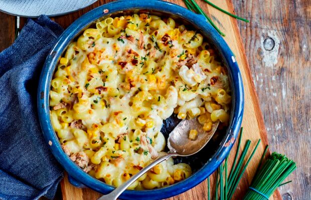 Tuna and sweetcorn pasta bake